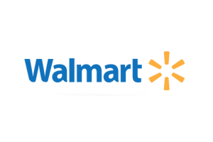 The Walmart logo features the word Walmart in blue letters, followed by a six-spoke yellow spark symbol on a white background.