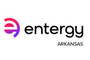 Entergy Arkansas logo with a stylized lowercase e in a red and purple circle, followed by the word entergy in black lowercase letters. The word ARKANSAS appears in black uppercase letters below.
